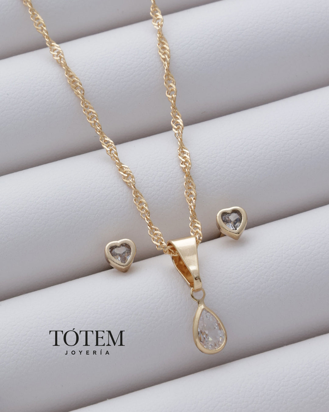 Combo Cristal cadena 45cm + dije + aretes