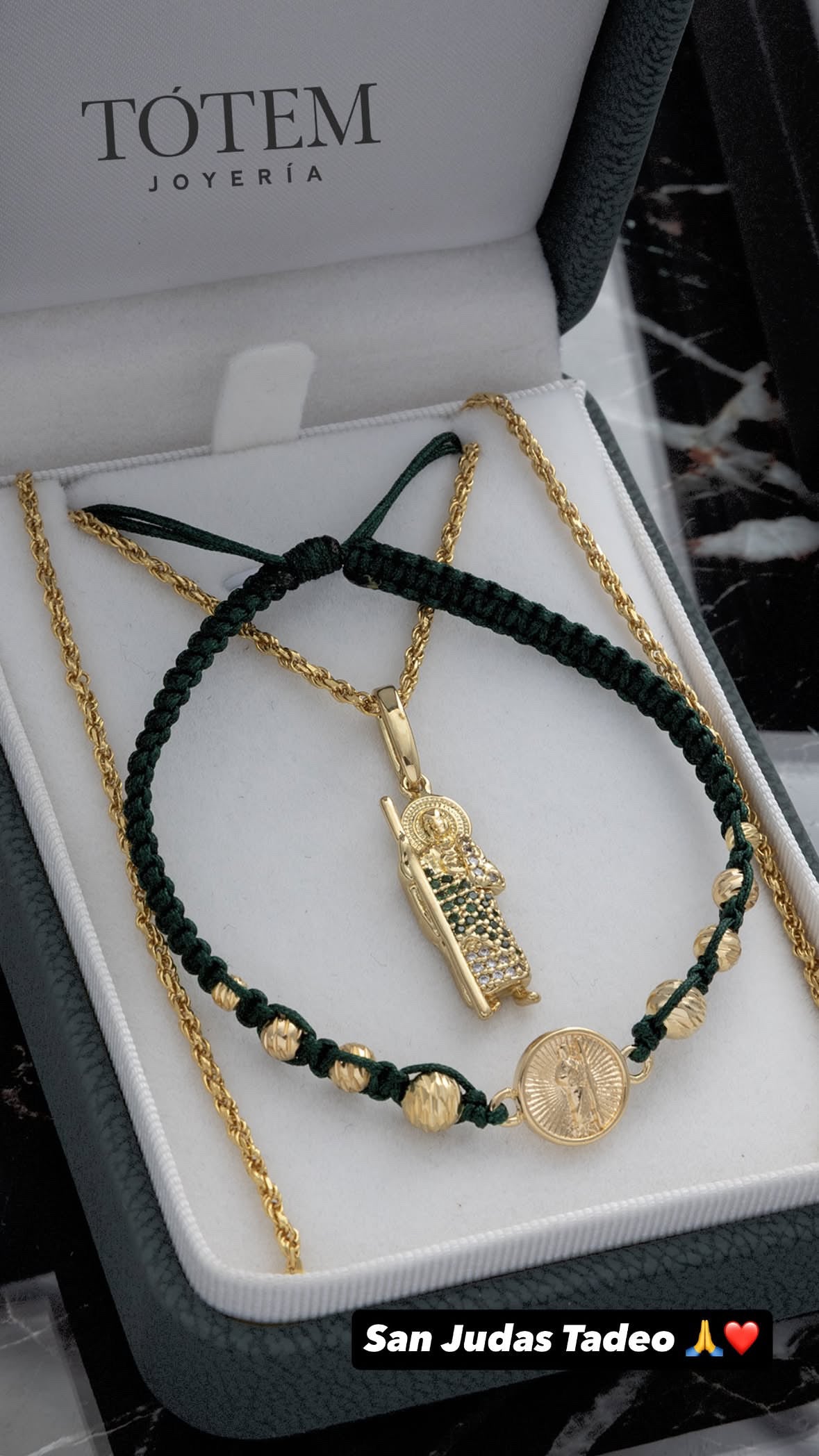 Combo San Judas Tadeo Cadena 65cm + Dije Circonias + Manilla Diamantada