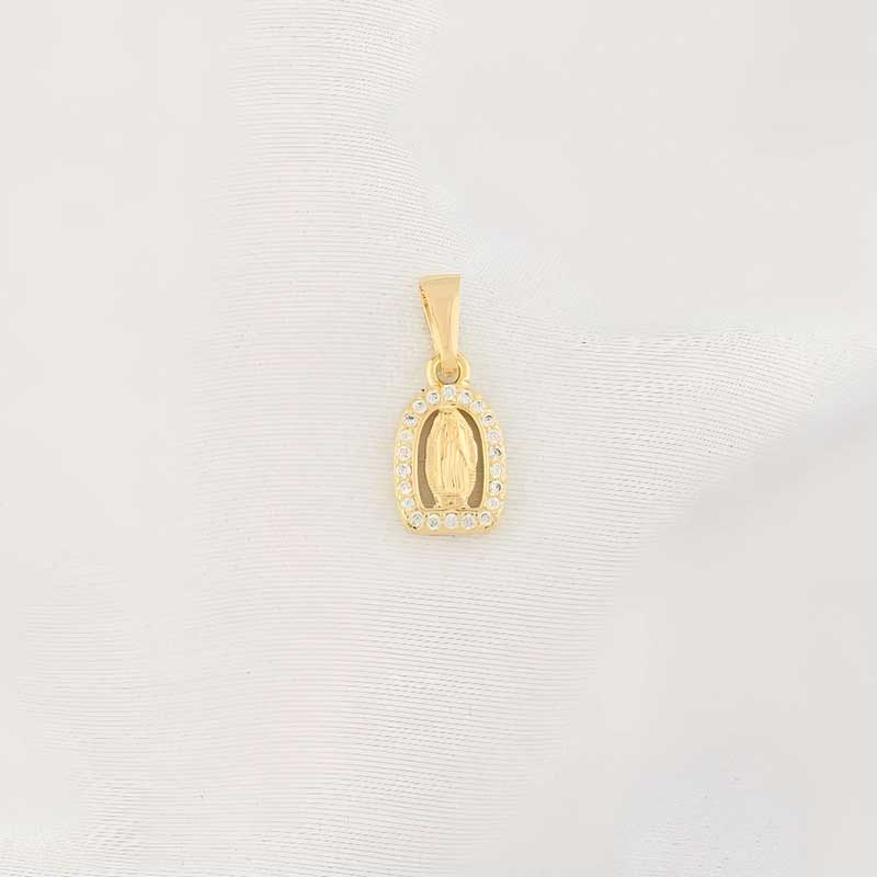 Dije Guadalupe rectangular con zircones 11mm