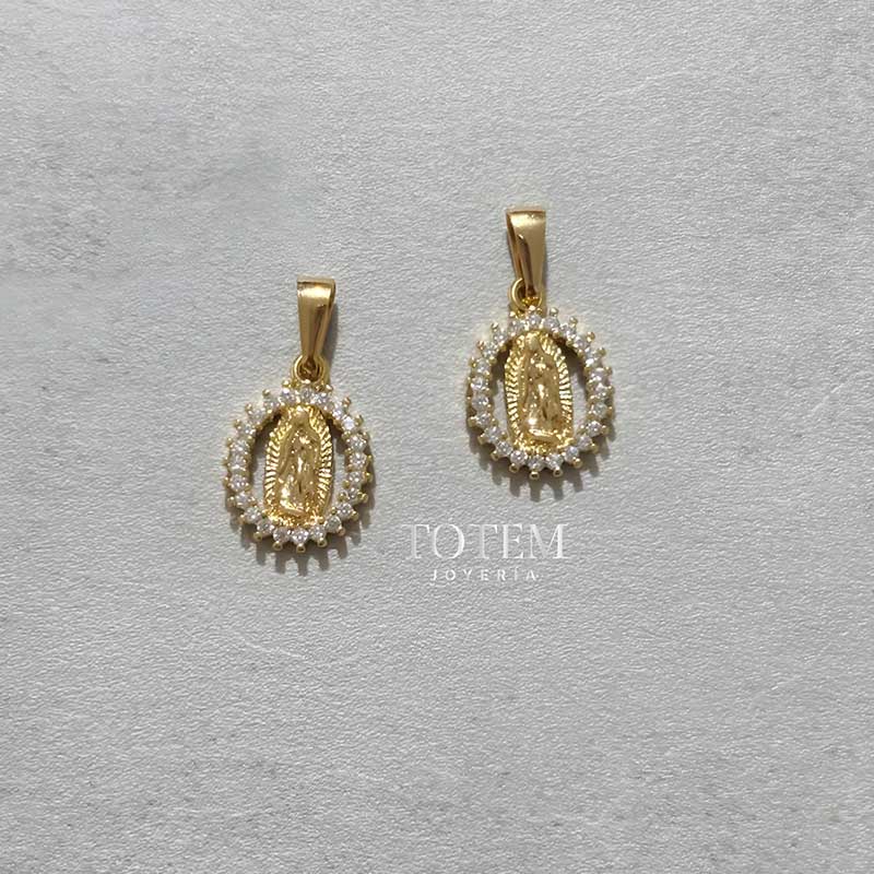 Dije Guadalupe Borde zircones cristal 18mm