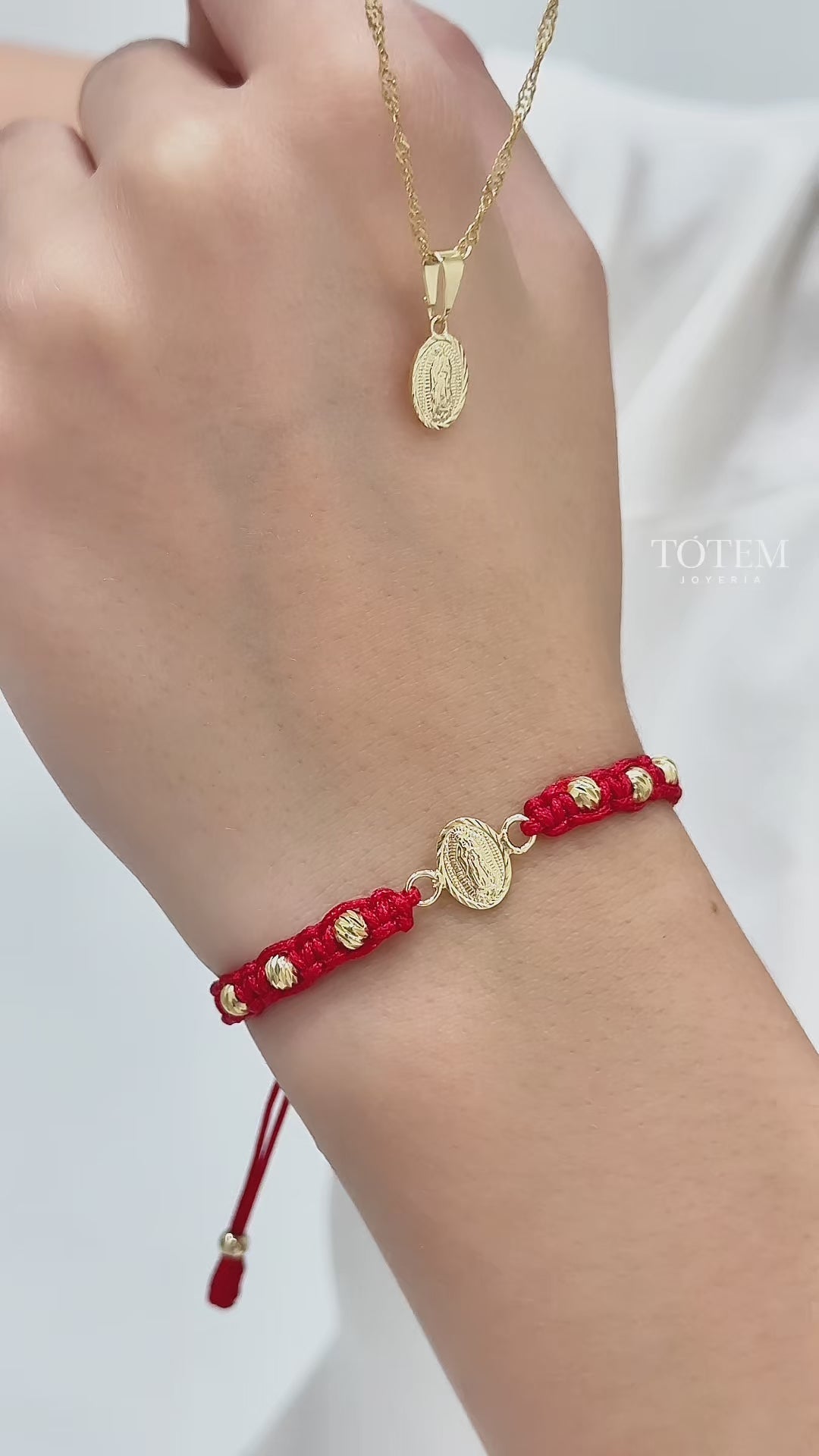 Combo Guadalupe diamantada Cadena 45cm + manilla + Empaque personalizado