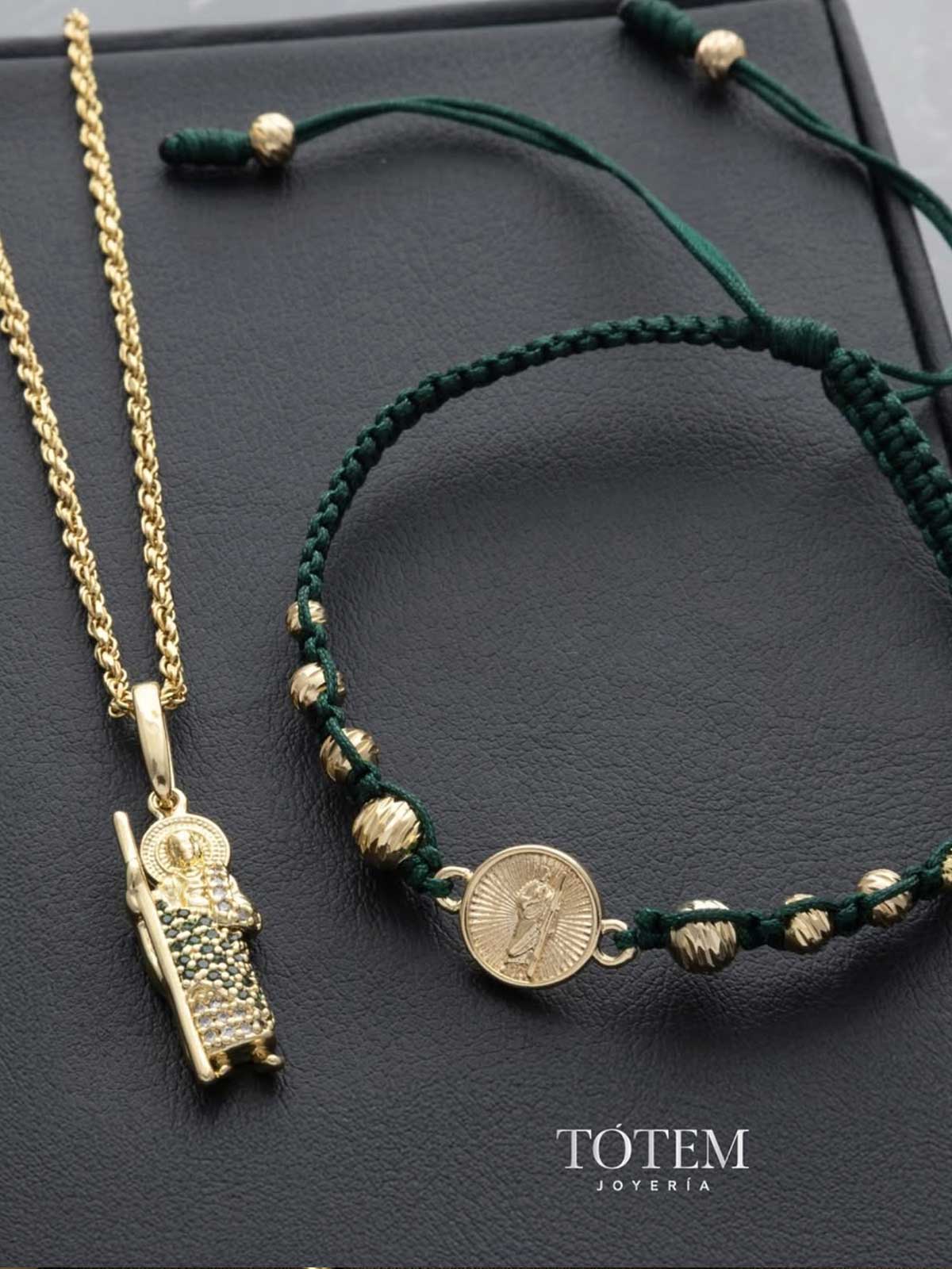 Combo San Judas Tadeo Cadena 65cm + Dije Circonias + Manilla Diamantada